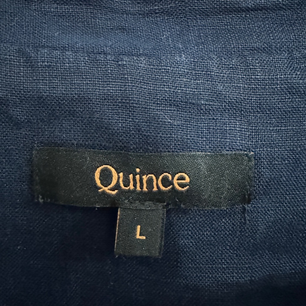 Quince Navy Button-Front Dress - Picture 7 of 8